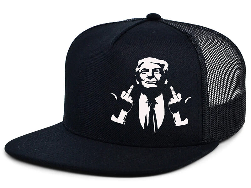 Black Trucker Cap - Trump Fingers